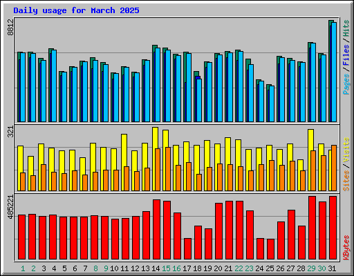 Daily usage for March 2025