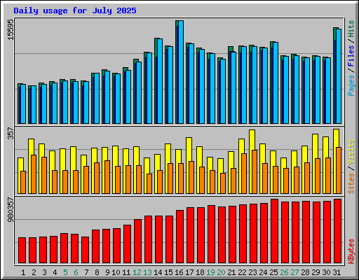 Daily usage for July 2025